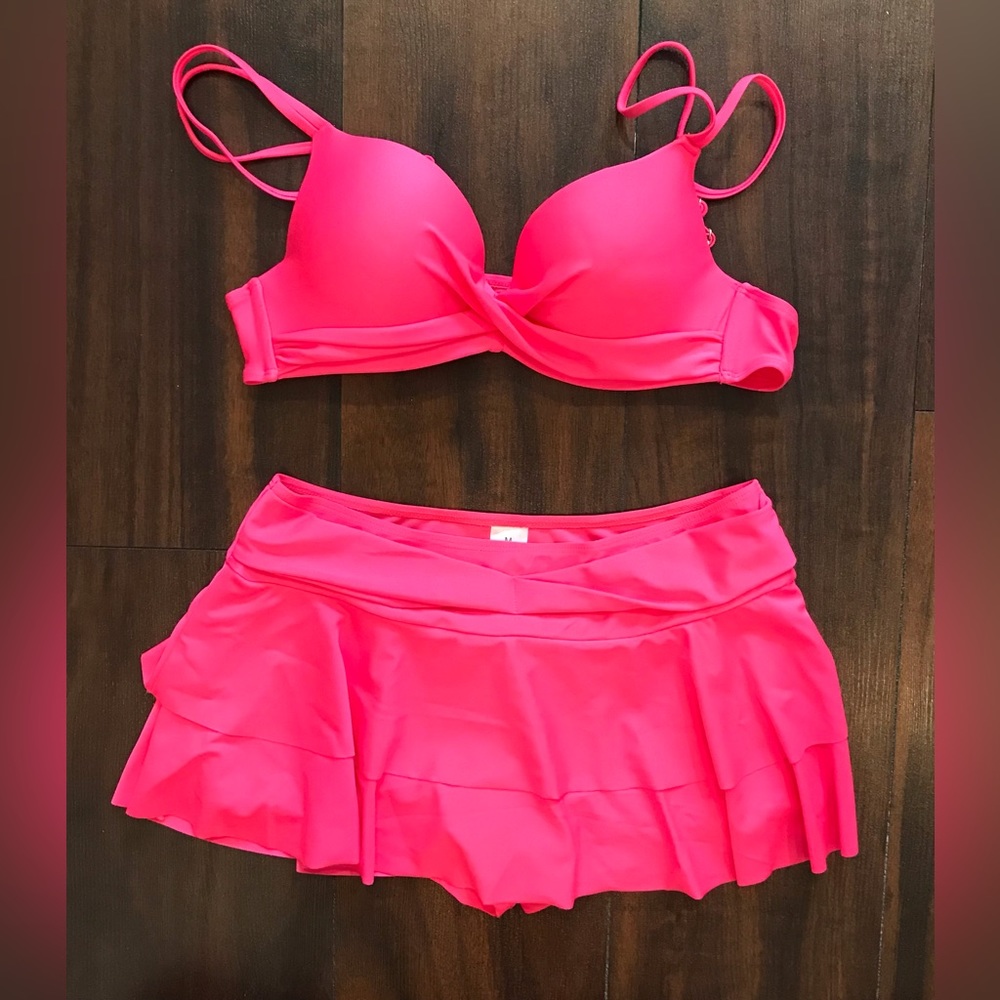 CUPSHE NWT Bikini Swim Set Size Med Hot Pink
